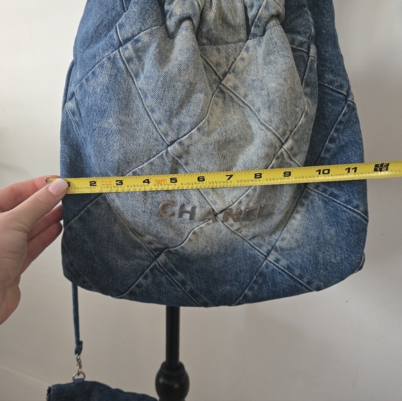 Chanel Quilted Blue Denim Shoulder Bag W/clutch - Picture 13 of 14